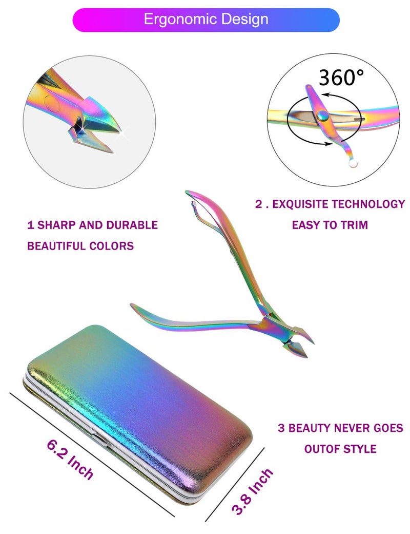 SFYDOM Rainbow Manicure Kits 18 Pcs Nail Clippers for Women Gift SFYDOM Women's Rainbow Leather Manicure Set (18-RainbowManicure Kits) - Image 2